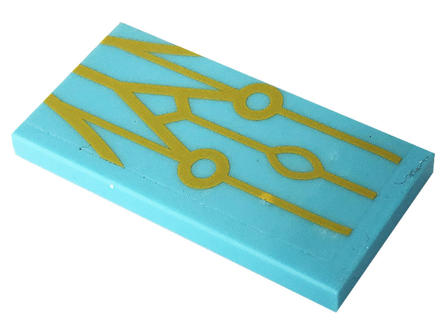 Tile 2 x 4 with Bright Light Orange Lines, Circles and Oval Symbols Pattern (Sticker) - Set 41232