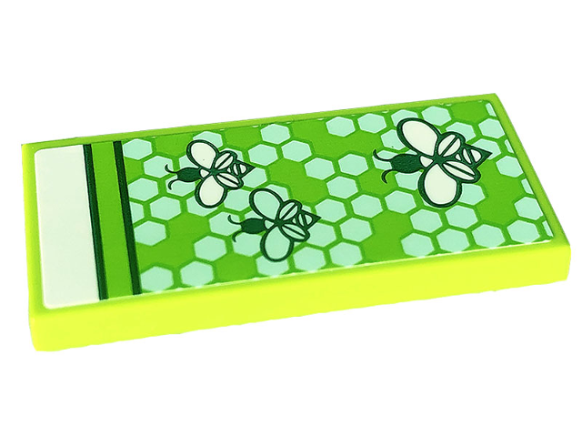 Tile 2 x 4 with Blanket with Bees and Light Aqua Honeycomb, White Bedsheet Pattern (Sticker) - Set 41703