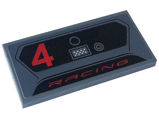 Tile 2 x 4 with Red Number 4 and 'RACING' Pattern (Sticker) - Set 76903