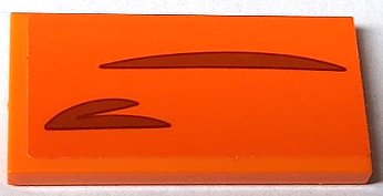 Tile 2 x 4 with Dark Orange Curved Lines Pattern (Sticker) - Set 40449
