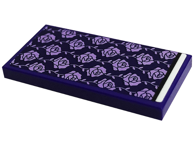 Tile 2 x 4 with Blanket with Lavender Roses Pattern (Sticker) - Set 43196