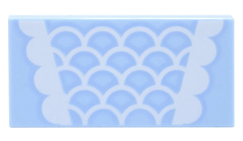 Tile 2 x 4 with Dress with White Scallops and Trim Pattern