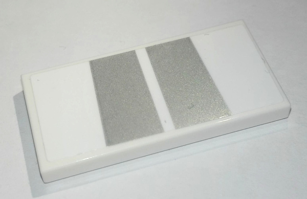 Tile 2 x 4 with 2 Silver Trapezoids Pattern (Sticker) - Set 76900