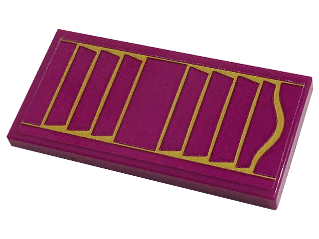 Tile 2 x 4 with Gold Window Shutter Pattern (Sticker) - Set 41449