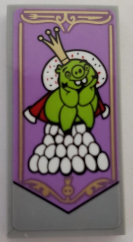 Tile 2 x 4 with Angry Birds Leonard, Crown and Eggs Pattern Model Left Side (Sticker) - Set 75826