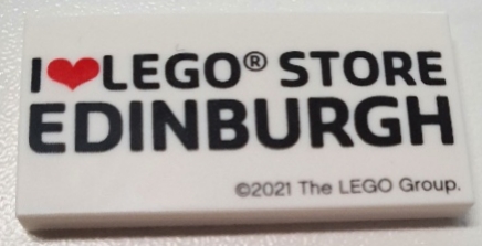 Tile 2 x 4 with 'I Heart LEGO STORE EDINBURGH' Pattern