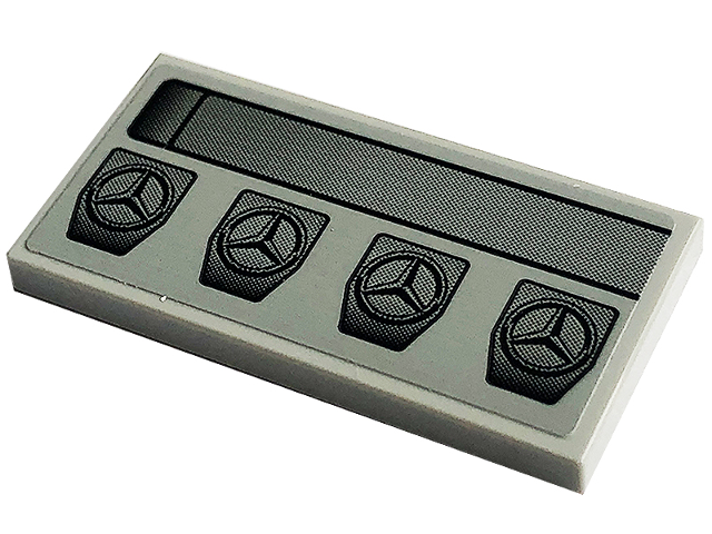 Tile 2 x 4 with Black Mercedes-Benz Logos and Stripe Pattern (Sticker) - Set 42129