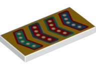 Tile 2 x 4 with Red, Blue, and Dark Turquoise Arrows on Bright Light Orange Background Pattern