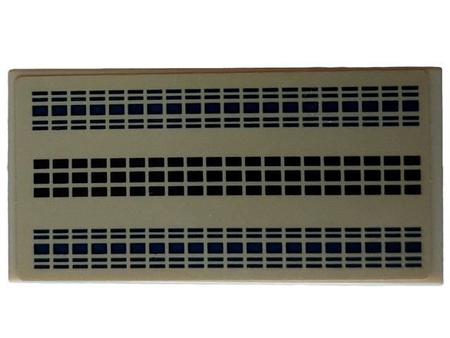 Tile 2 x 4 with Grid of 60 Black Rectangles in Center and 100 Dark Blue Rectangles Left and Right on Tan Background Pattern (Sticker) - Set 40519