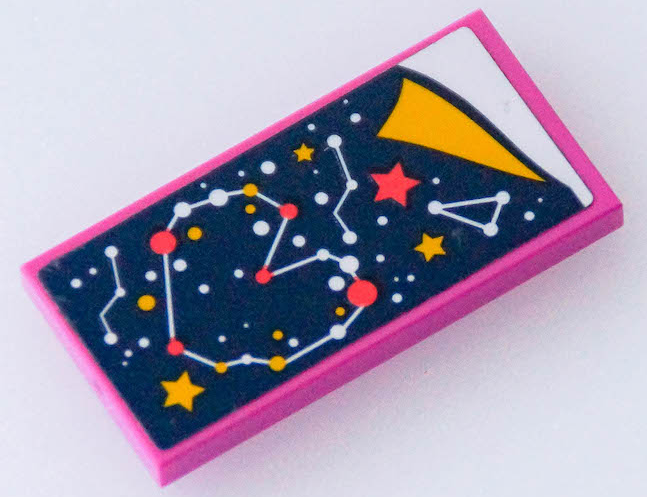 Tile 2 x 4 with Blanket with Constellation, Dots and Stars, White Bedsheet Pattern (Sticker) - Set 41381