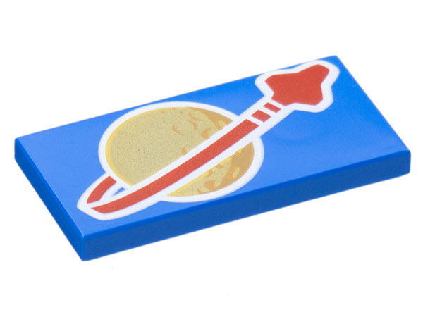 Tile 2 x 4 with Detailed Classic Space Logo Pattern