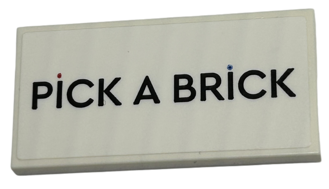 Tile 2 x 4 with 'PICK A BRICK', Red and Blue Dots Pattern (Sticker) - Set 40574