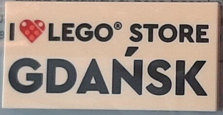 Tile 2 x 4 with 'I Heart LEGO STORE GDAŃSK' Pattern