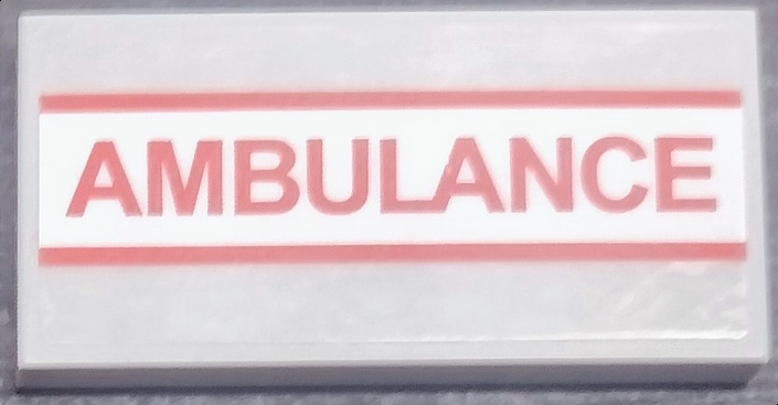 Tile 2 x 4 with Red 'AMBULANCE' and Stripes on White Background Pattern (Sticker) - Set 60204