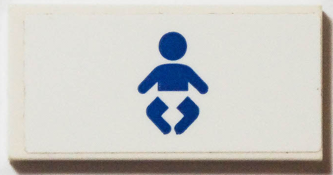 Tile 2 x 4 with Blue Baby in Diaper Silhouette Pattern (Sticker) - Set 40346