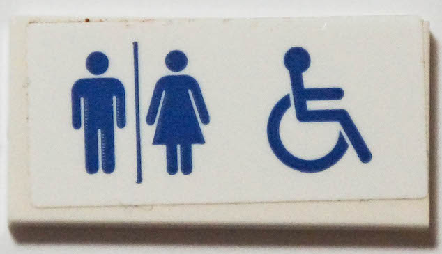 Tile 2 x 4 with Blue Man, Woman and Wheelchair Silhouettes (Restroom) Pattern (Sticker) - Set 40346