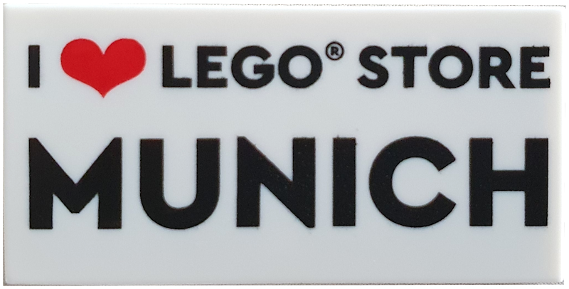 Tile 2 x 4 with 'I Heart LEGO STORE MUNICH' Pattern