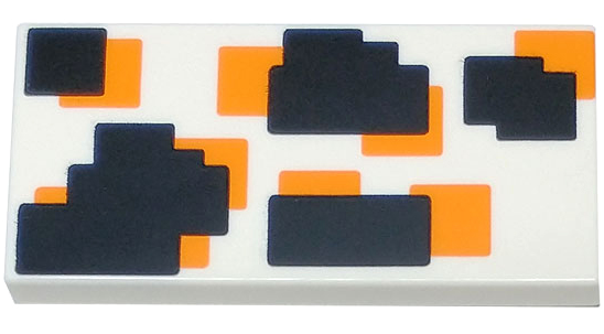 Tile 2 x 4 with Black and Orange Geometric Overlapping Squares and Rectangles Pattern