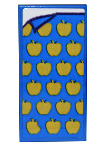 Tile 2 x 4 with Blue Blanket with Gold Apples Pattern (Sticker) - Set 43205