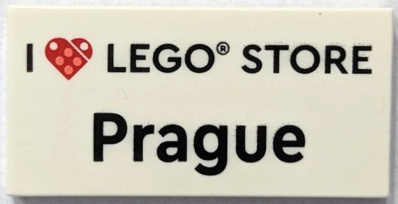 Tile 2 x 4 with 'I Heart LEGO STORE Prague' Pattern