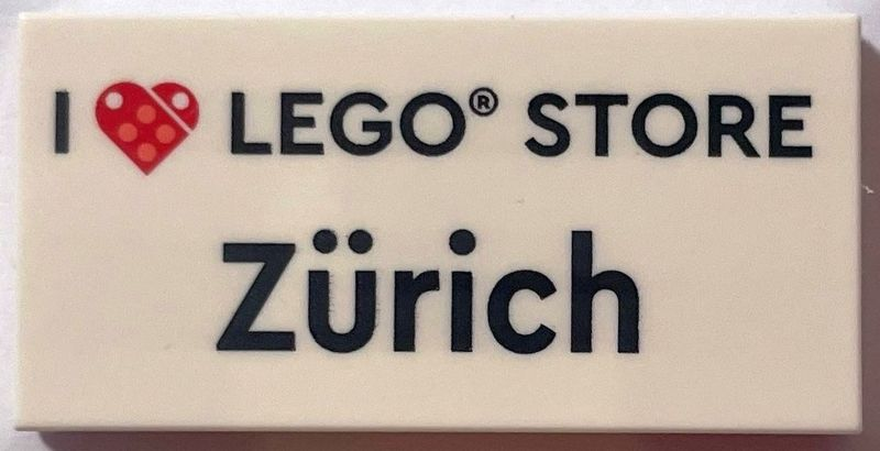 Tile 2 x 4 with 'I Heart LEGO STORE Zürich' Pattern