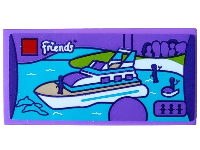 Tile 2 x 4 with Friends Set 41015 Dolphin Cruiser Pattern (Sticker) - Set 4002022