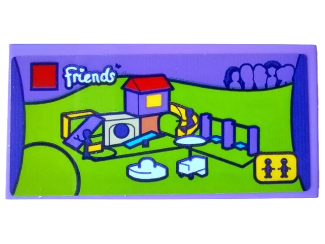 Tile 2 x 4 with Friends Set 41325 Heartlake City Playground Pattern (Sticker) - Set 4002022