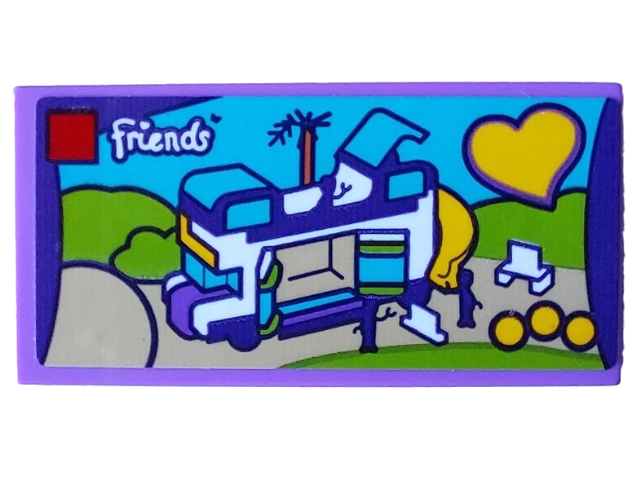 Tile 2 x 4 with Friends Set 41395 Friendship Bus Pattern (Sticker) - Set 4002022