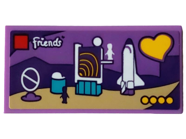 Tile 2 x 4 with Friends Set 41713 Olivia's Space Academy Pattern (Sticker) - Set 4002022