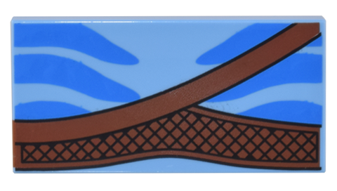 Tile 2 x 4 with Reddish Brown Belt and Strap and Blue Skin Markings Pattern (BrickHeadz Na'vi Torso)