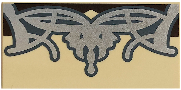 Tile 2 x 4 with Silver Tiara and Dark Brown Hair Pattern (BrickHeadz Arwen Hair)