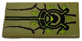 Tile 2 x 4 with Lime Characters and Symbols, Black Lines and Circle Pattern (Sticker) - Set 70679