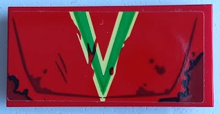Tile 2 x 4 with Vehicle Hood with Oil Stains, Bright Green and Bright Light Yellow Capital Letter V Pattern (Sticker) - Set 70421