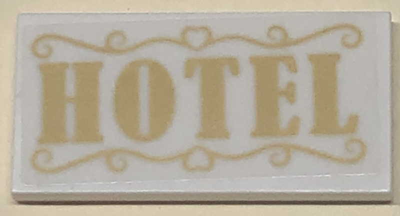 Tile 2 x 4 with Gold 'HOTEL' Pattern (Sticker) - Set 41684