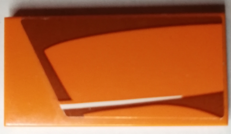 Tile 2 x 4 with White Stripe and Dark Orange Pattern Model Left Side (Sticker) - Set 75880