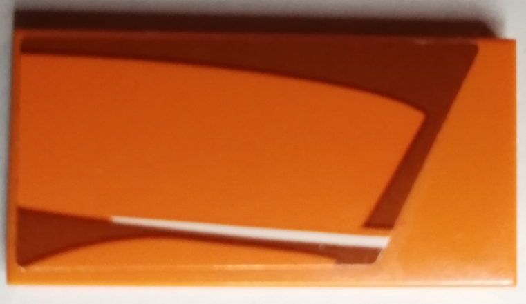 Tile 2 x 4 with White Stripe and Dark Orange Pattern Model Right Side (Sticker) - Set 75880