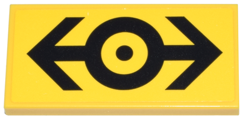 Tile 2 x 4 with Black Train Logo on Yellow Background Pattern (Sticker) - Set 910002