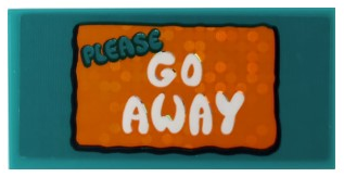 Tile 2 x 4 with 'PLEASE GO AWAY' Doormat Pattern (Sticker) - Set 41255