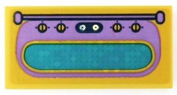 Tile 2 x 4 with Medium Lavender Oven Door with Knobs and Rail and Dark Turquoise Glass Pattern (Sticker) - Set 41255