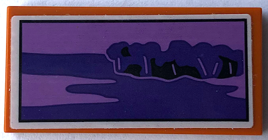 Tile 2 x 4 with Picture of Dark Purple and Medium Lavender Landscape and Trees with Black Border Pattern (Sticker) - Set 21336
