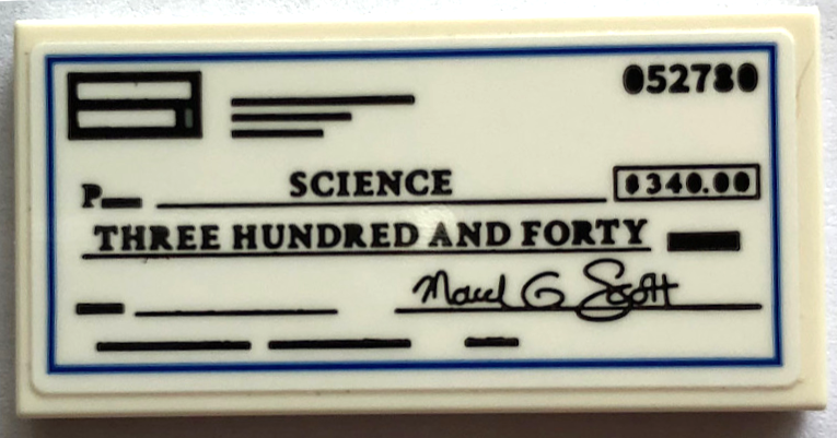 Tile 2 x 4 with 'SCIENCE THREE HUNDRED AND FORTY' Check Pattern (Sticker) - Set 21336