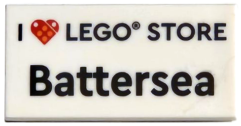 Tile 2 x 4 with 'I Heart LEGO STORE Battersea' Pattern