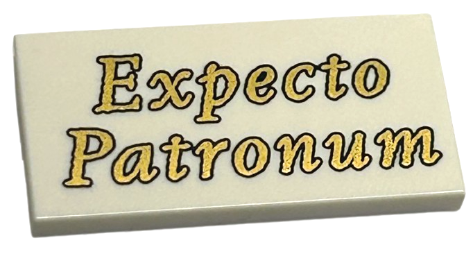 Tile 2 x 4 with Gold 'Expecto Patronum' Pattern
