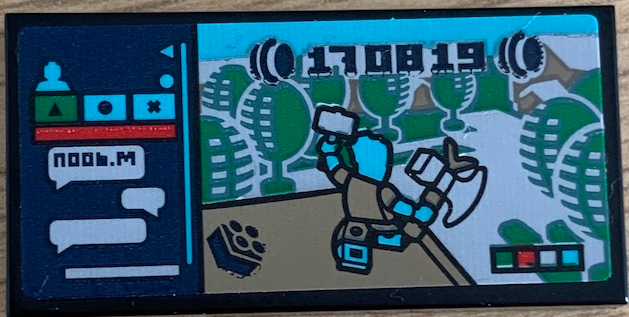 Tile 2 x 4 with Thor Video Game with Trees, 'noob.M', Chat Bubbles and '170819' Pattern (Sticker) - Set 76200