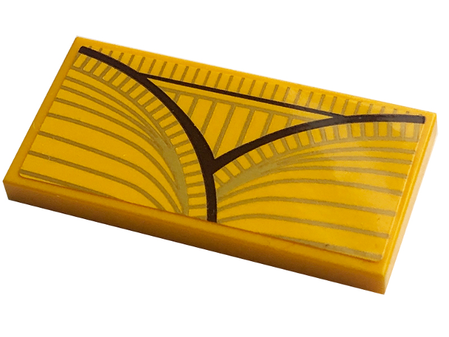 Tile 2 x 4 with Dark Brown and Gold Lines Pattern (Anubis Skirt) (Sticker) - Set 77013