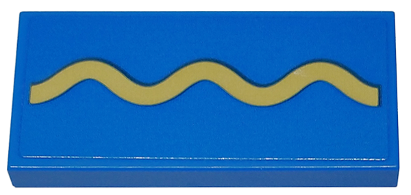 Tile 2 x 4 with Tan Wavy Line (PAC-MAN Ghost Mouth) Pattern (Sticker) - Set 10323