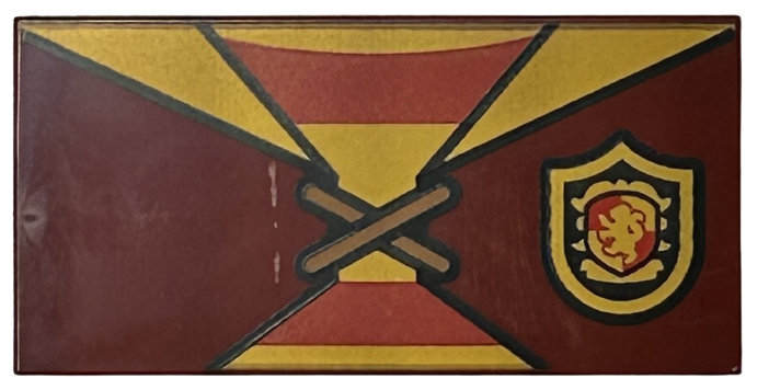 Tile 2 x 4 with Quidditch Robe Tied over Shirt with Bright Light Orange and Red Stripes, Gryffindor Crest Pattern (BrickHeadz Harry Potter Torso)