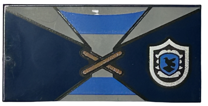 Tile 2 x 4 with Quidditch Robe Tied over Shirt with Blue and Light Bluish Gray Stripes, Ravenclaw Crest Pattern (BrickHeadz Cho Chang Torso)
