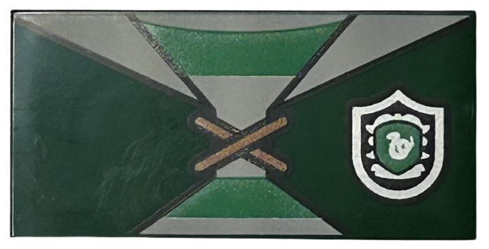 Tile 2 x 4 with Quidditch Robe Tied over Shirt with Green and Light Bluish Gray Stripes, Slytherin Crest Pattern (BrickHeadz Draco Malfoy Torso)
