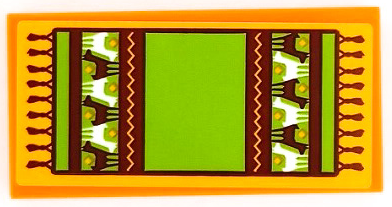 Tile 2 x 4 with Lime and Reddish Brown Rug with Alpacas and Fringe Pattern (Sticker) - Set 41432